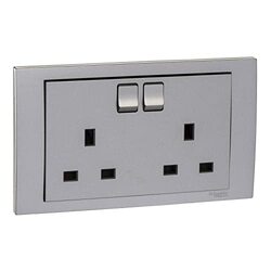 Schneider Electric Vivace Silver - Double Switched Socket -16 A X 250 V -2 Gang, - Pack of 5